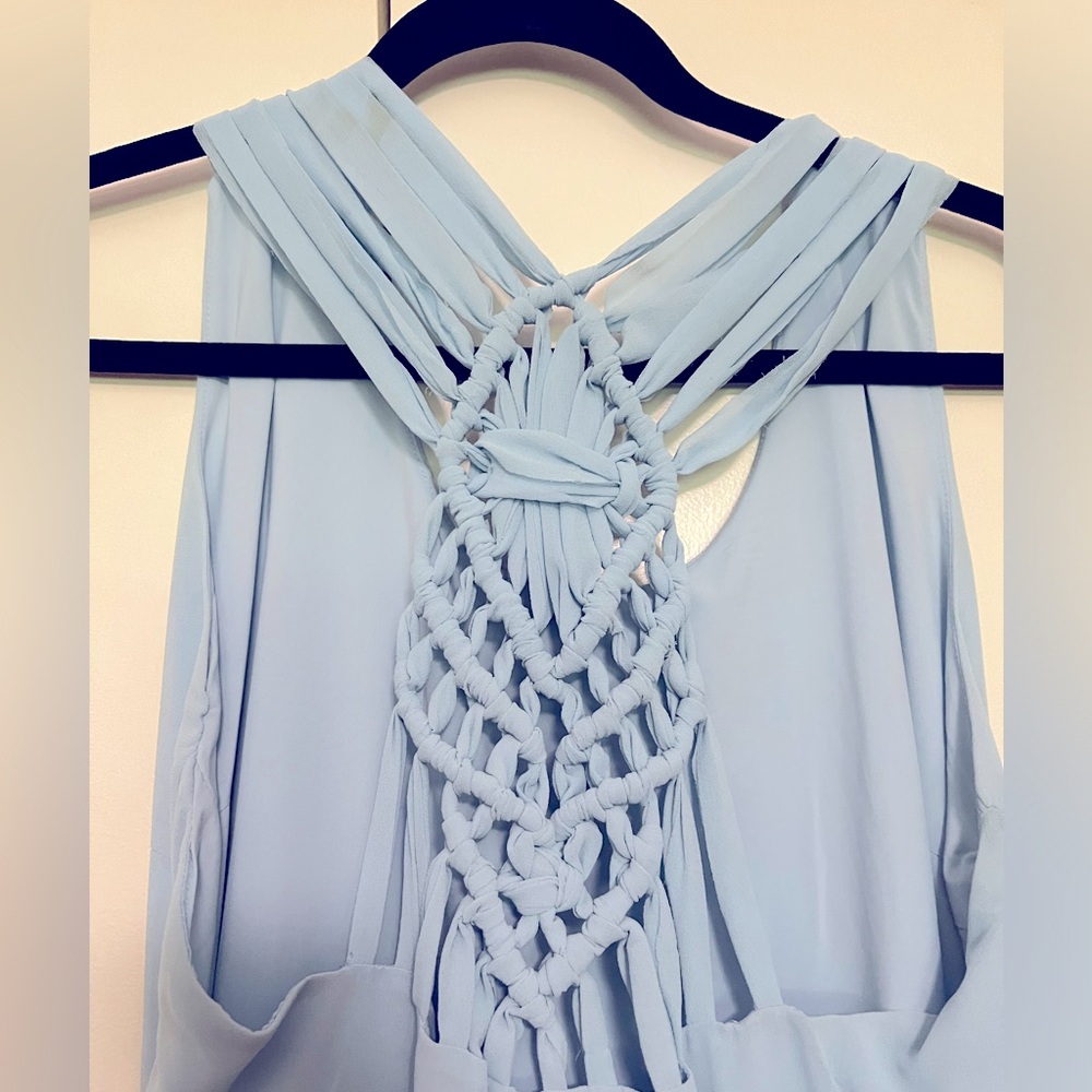 Badgley Mischka Belle Dress Size 12‎ - Light Blue with Intricate Back Detail - Picture 4 of 7